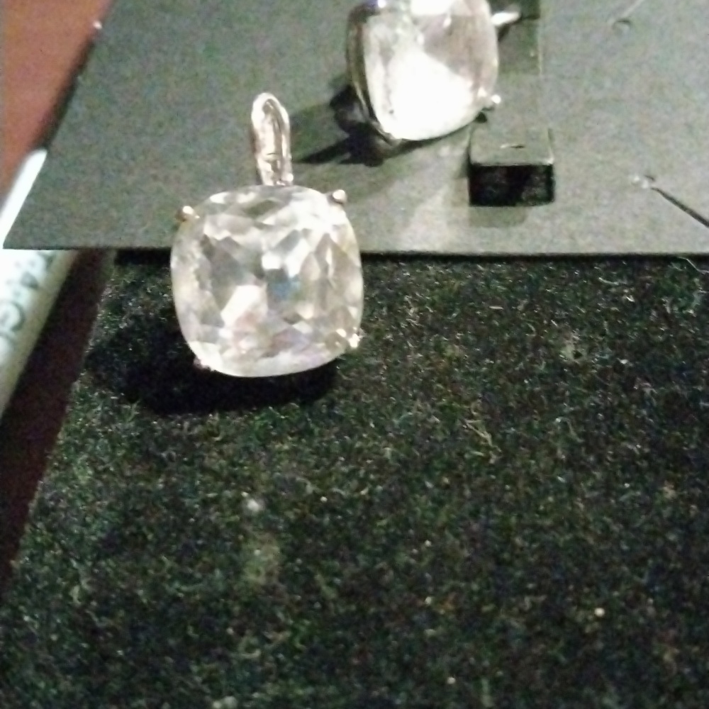 Square Cubic Zirconia Lever Back Earrings